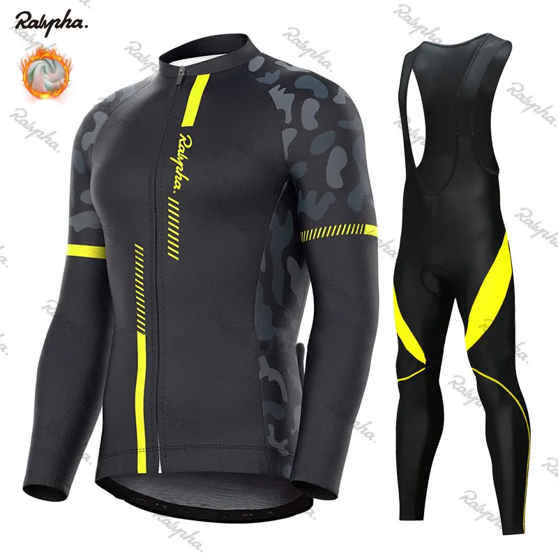 2021 Ralvpha Winter Thermal Fleece Cycling Jersey Set Racing Bike Suits Mountian Bicycle Clothing Ropa Ciclismo | Спорт и