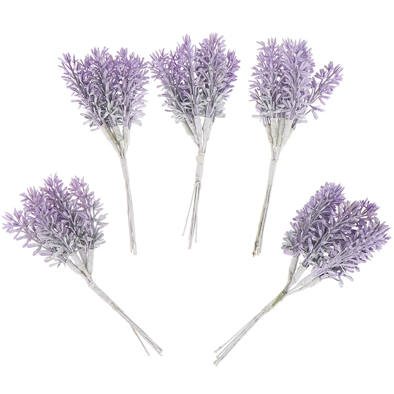 1 Bouquet Romantic Mini Plastic Artificial Lavender Fake Flowers For Wedding Christmas Home Decoration DIY Handcraft Gift