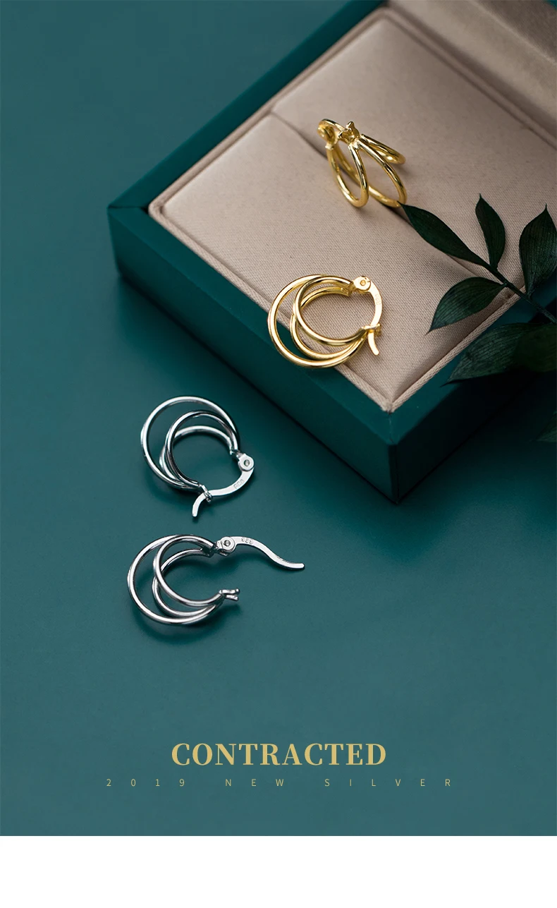 Новинка Aretes 925 серьги корейские женские, трехслойные круглые модные темпераментные серьги для женщин Свадебные подарки