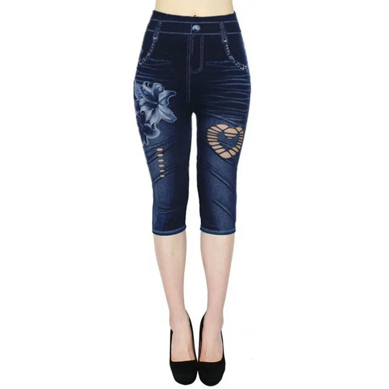 Vertvie набивные штаны для йоги женские спортивные Леггинсы с высокой талией женские повседневные джинсы для улицы пуш-ап спортивные штаны капри - Цвет: blue