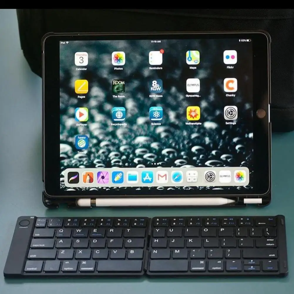 Складная Bluetooth клавиатура перезаряжаемая полноразмерная клавиатура для iPhone iPad IOS Mac Android Phone Tablet