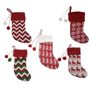 

New Christmas Stockings Gift Bag Knitted Wool Socks Christmas Tree Ornaments New Year Kids Gift xmas Candy Apple Large Bags Chri