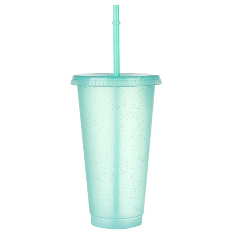 710ML Flash Powder Water Bottle For Girls Reusable Straw Water Cup Summer Cold Drinking Bottle Juice Cup Tumbler With Straw Gift glass drinking glasses Drinkware