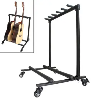 

Removable Aluminum Alloy Floor Guitar Stand with Roller for Display 5pcs Acoustic Electric Guitar Bass Guitar Stand