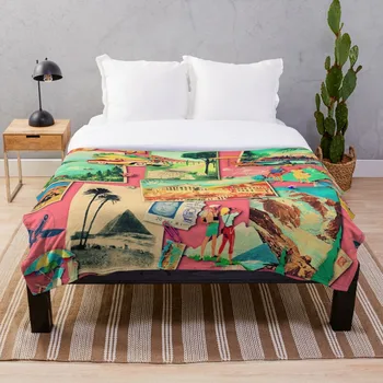 

The Wall Of Retro Postcards Vintage Pink Throw Blanket Soft Sherpa Blanket Bed Sheet Single Knee Blanket Office Nap Blanket