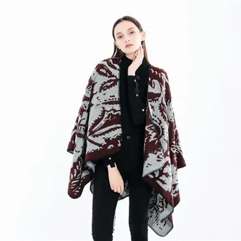 

The new autumn and winter style imitation cashmere forked shawl tourism cloak in Europe and the United States