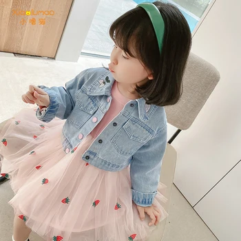 

Newborn baby girl clothes outfits sets denim jacket + tutu dress suit for baby girls clothing fashion design babies set 3-8Y