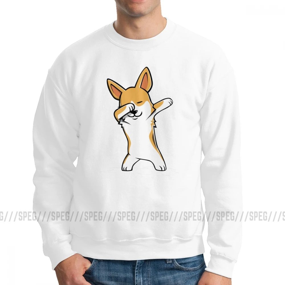 Dabbing Corgi, забавный мужской пуловер с собачкой, органический хлопок, модная толстовка с круглым вырезом, толстовки с капюшоном