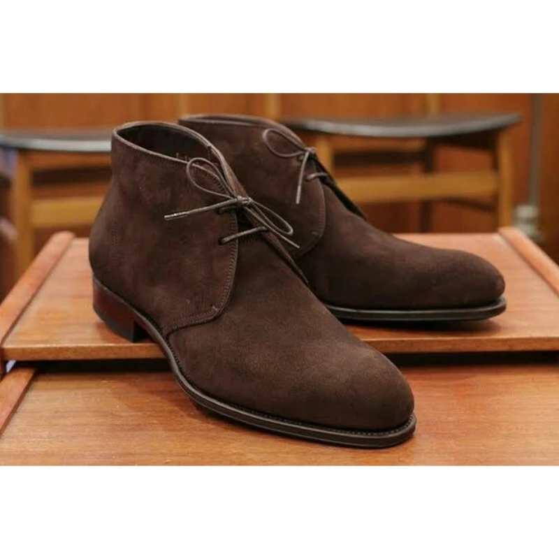 Классические мужские ботинки Chukka на шнуровке коричневые удобные из