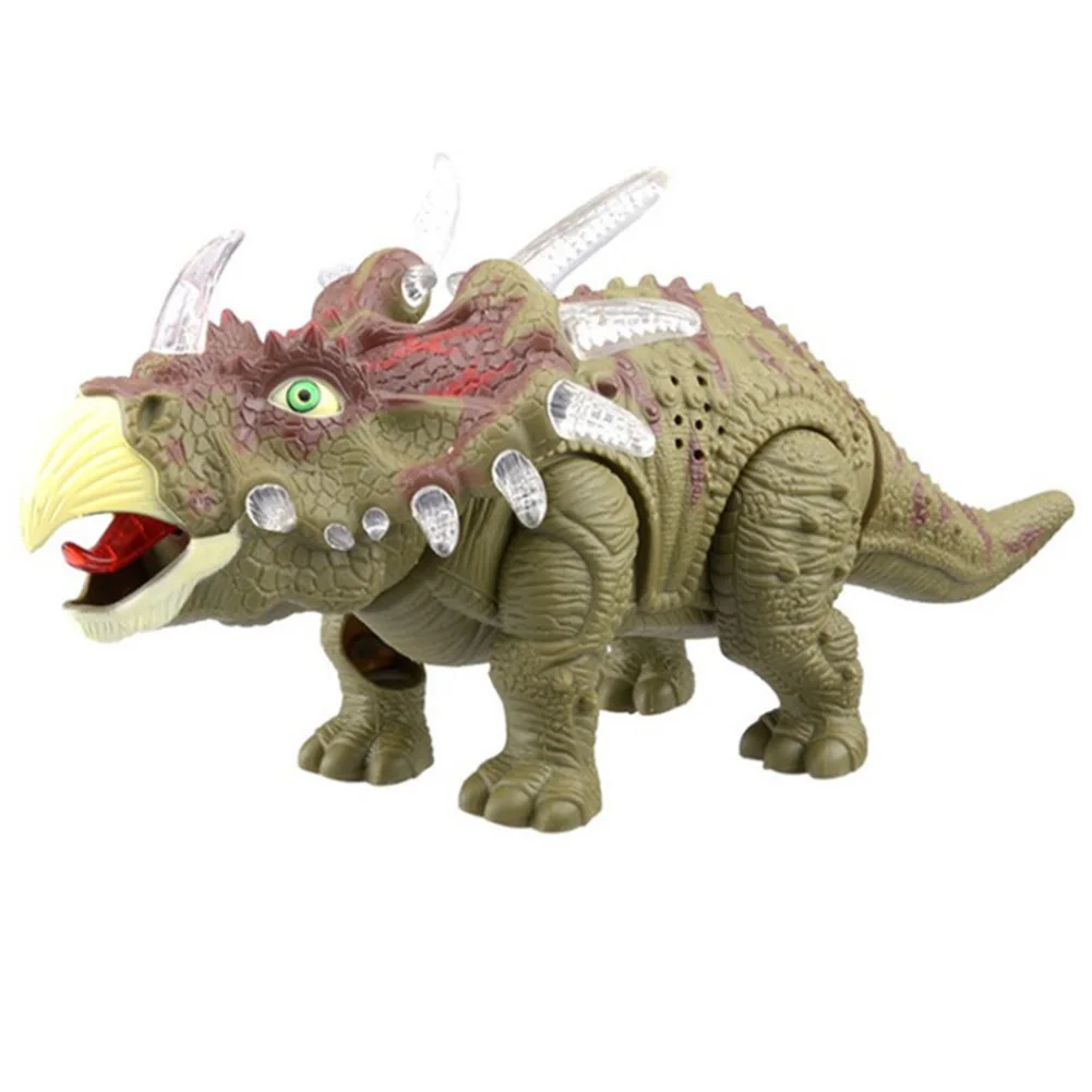 

Triceratops Model Figure Sounds Walking Kids Non-toxic Interactive Games Electric Dragon Dinosaur Toy Plastic Real Movement Gift