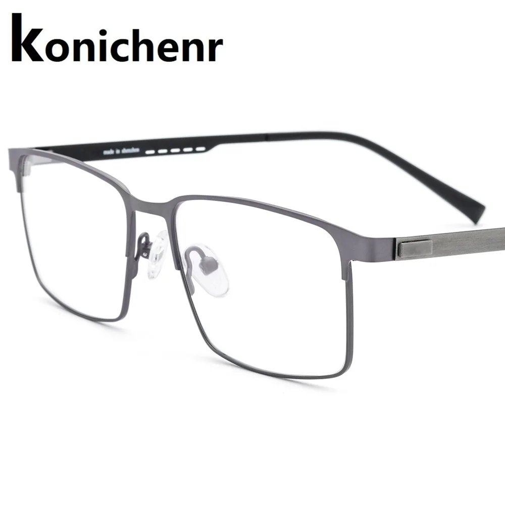 Konicheng очки из титанового сплава по рецепту мужские Новые полные обода квадратные очки оправа близорукость очки оправа для мужчин