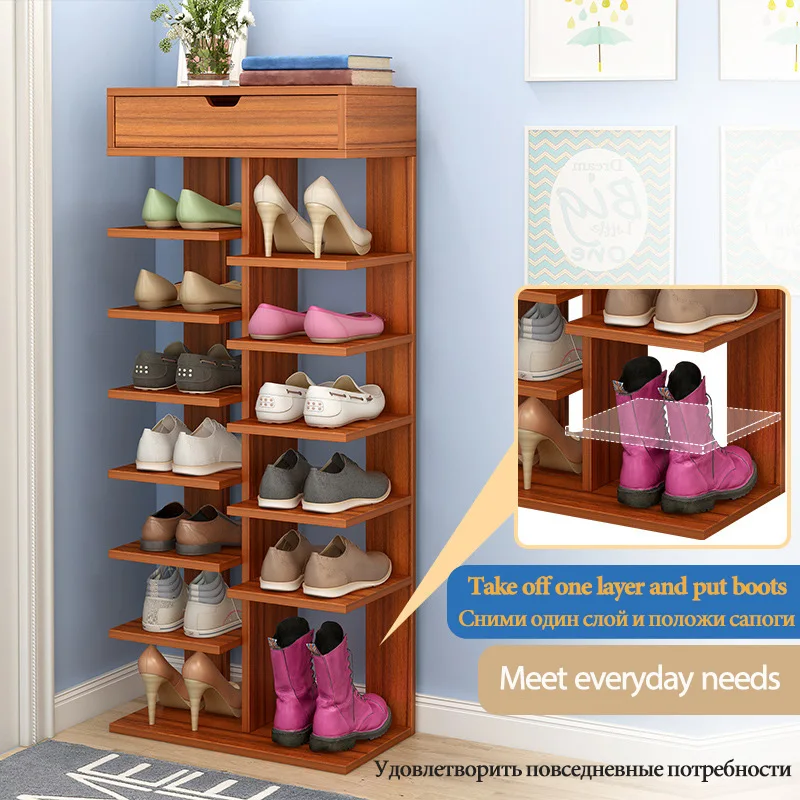 Простая деревянная обувная полка быстро собирающийся несколько слоев обуви Полка двери минимализм многофункциональный шкаф для обуви
