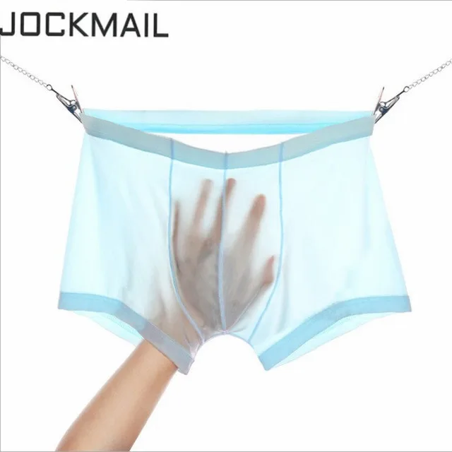 Jockmail, сексуальное мужское нижнее белье, боксеры, шорты, ледяной шелк, u-образный выпуклый мешочек, мужские трусы, cueca, боксеры, homme, слипы, Гей Нижнее белье