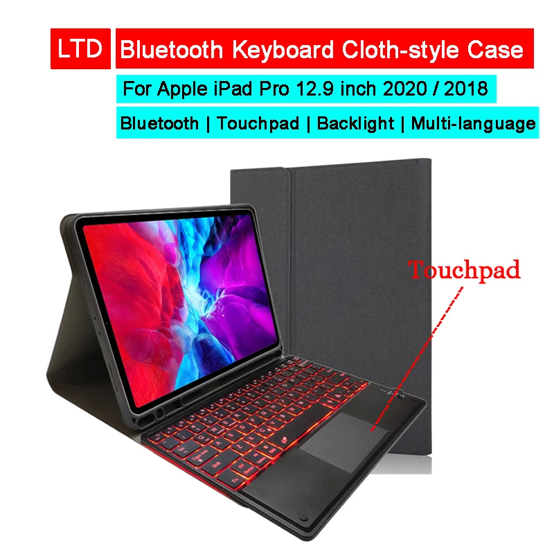 Bluetooth клавиатура ткань Стиль Чехол для iPad Pro 12 9 2020 2018 сенсорная панель с