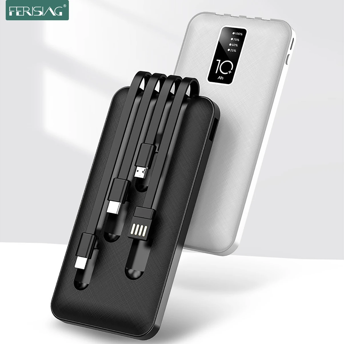 FERISING – Power Bank 20000 mAh avec écran LED, batterie externe USB 10000, 20000 mah, Power Bank numérique Portable pour Xiaomi