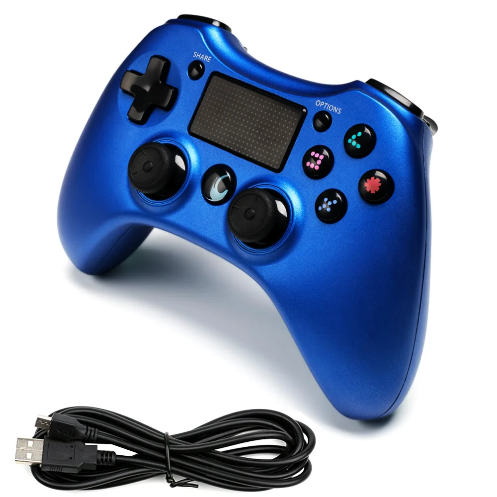 Blue Проводная игровая консоль контроллер для PS4 Dualshock Вибрационный джойстик геймпады для ПК для PS3 для Android tv - Цвет: Blue