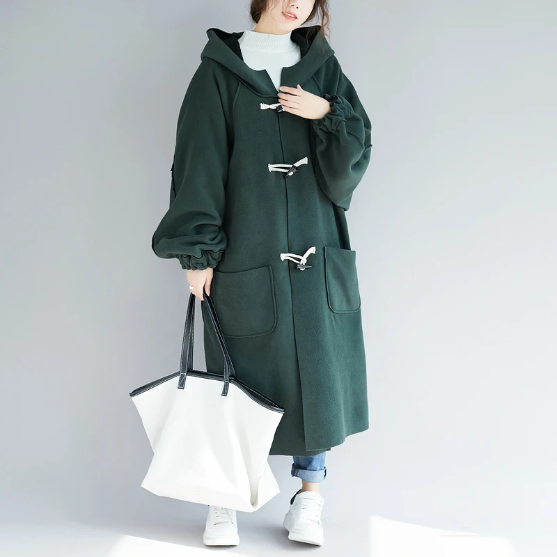 Dark green Зимнее пальто для беременных; теплое длинное свободное плюшевое пальто с капюшоном для беременных женщин; пальто для беременных; Верхняя одежда; куртки - Цвет: Dark green