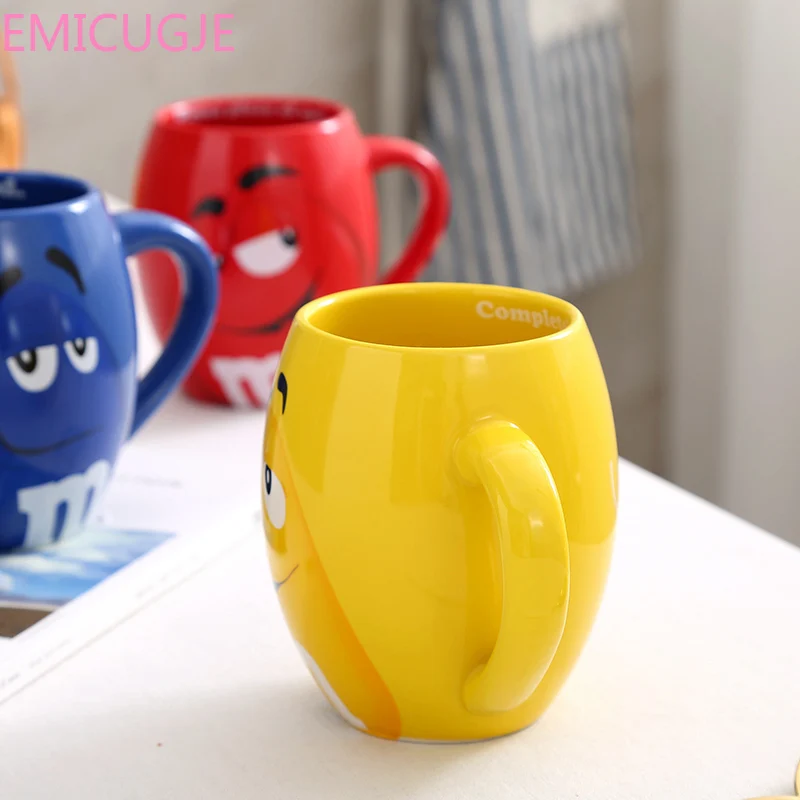 Glaze Coffee Milk Mug Water Tea Mugs Drinkware Creative M&M's MM Beans Drinking Cups Ceramic Colored Cafe Oatmeal Coffee Mug