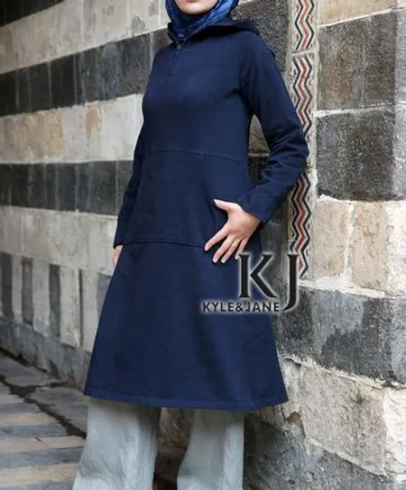 Средняя длина Пакистанская одежда с молнией и карманами с длинными рукавами Пакистанская Женская одежда и туники с капюшоном KJ-TOPS10044 - Цвет: Бежевый