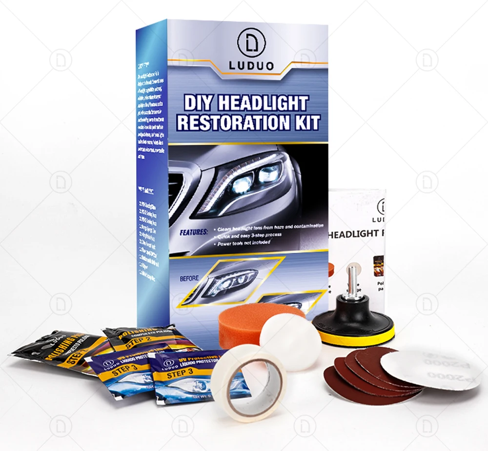 LUDUO DIY Headlight Restoration Polishing Kits Headlamp Clean Paste Systems Car Care Wash Head Lamps Brightener Refurbish Repair adam polishes