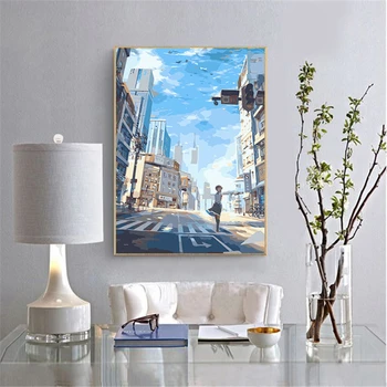 

Otaru Street Paintings By Numbers DIY Pictures Oil Coloring By Numbers Linen Drawing By Numbers Canvas Decor New Arrivals
