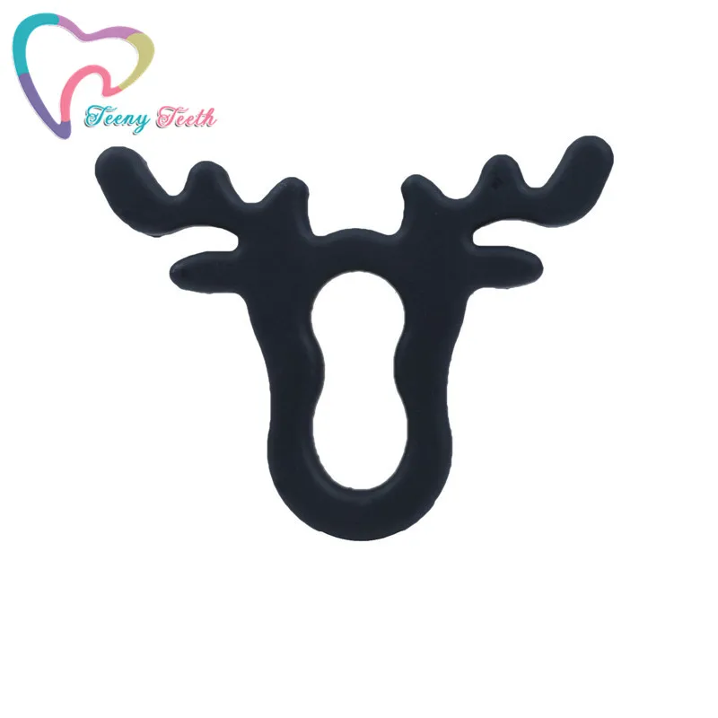 2 PCS Elk Silicone Rodent Deer Teether Cartoon Diy Pacifier Clip Holder Chain Food Grade Silicone Moose Head Baby Teether