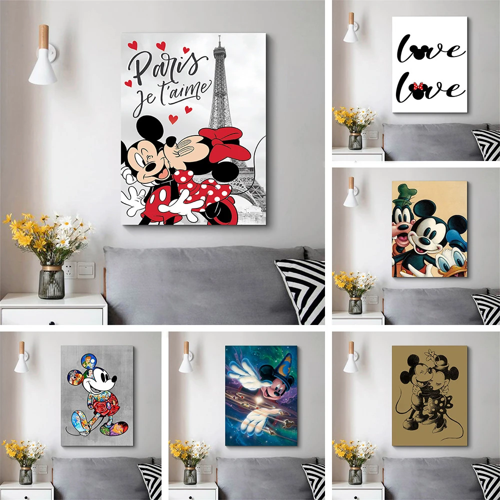 Disney Mickey Leinwand Malerei Cartoon Graffiti Mickey Maus & Minnie Street  Art Poster Drucke Wand Kunst Bild für Raum Dekor|Malerei und Kalligraphie|  - AliExpress