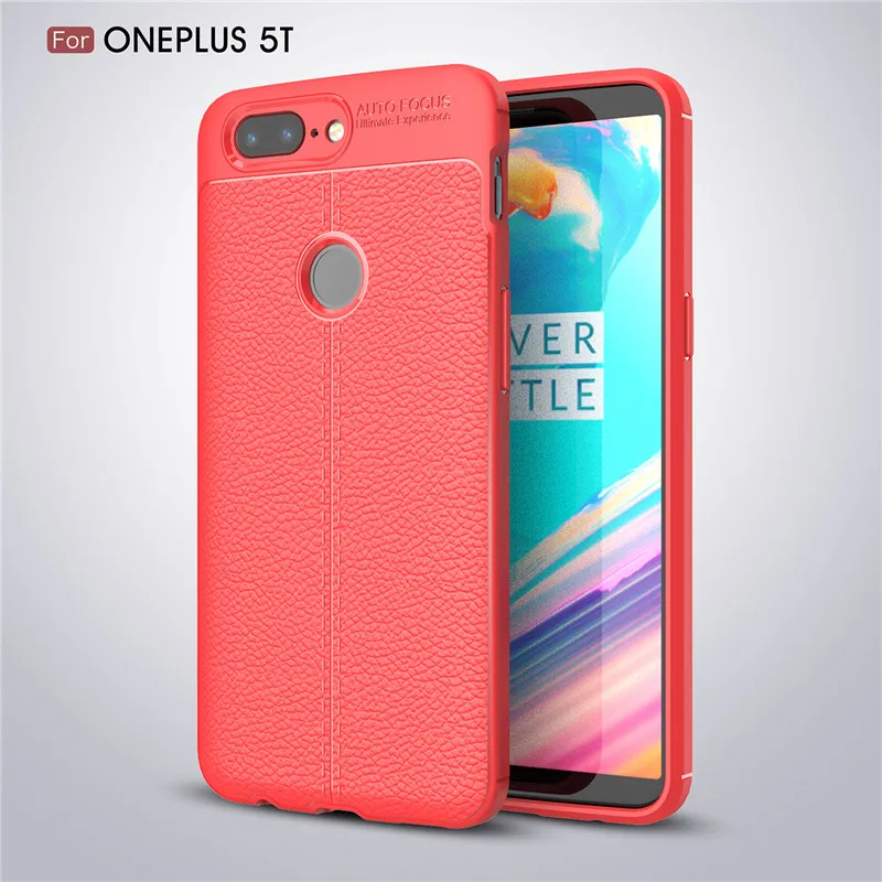 Красный Чехол для телефона Oneplus 7 pro 6T 6 5t 5, роскошный гибкий мягкий силиконовый бампер, Кожаный противоударный чехол с текстурой личи - Цвет: Красный