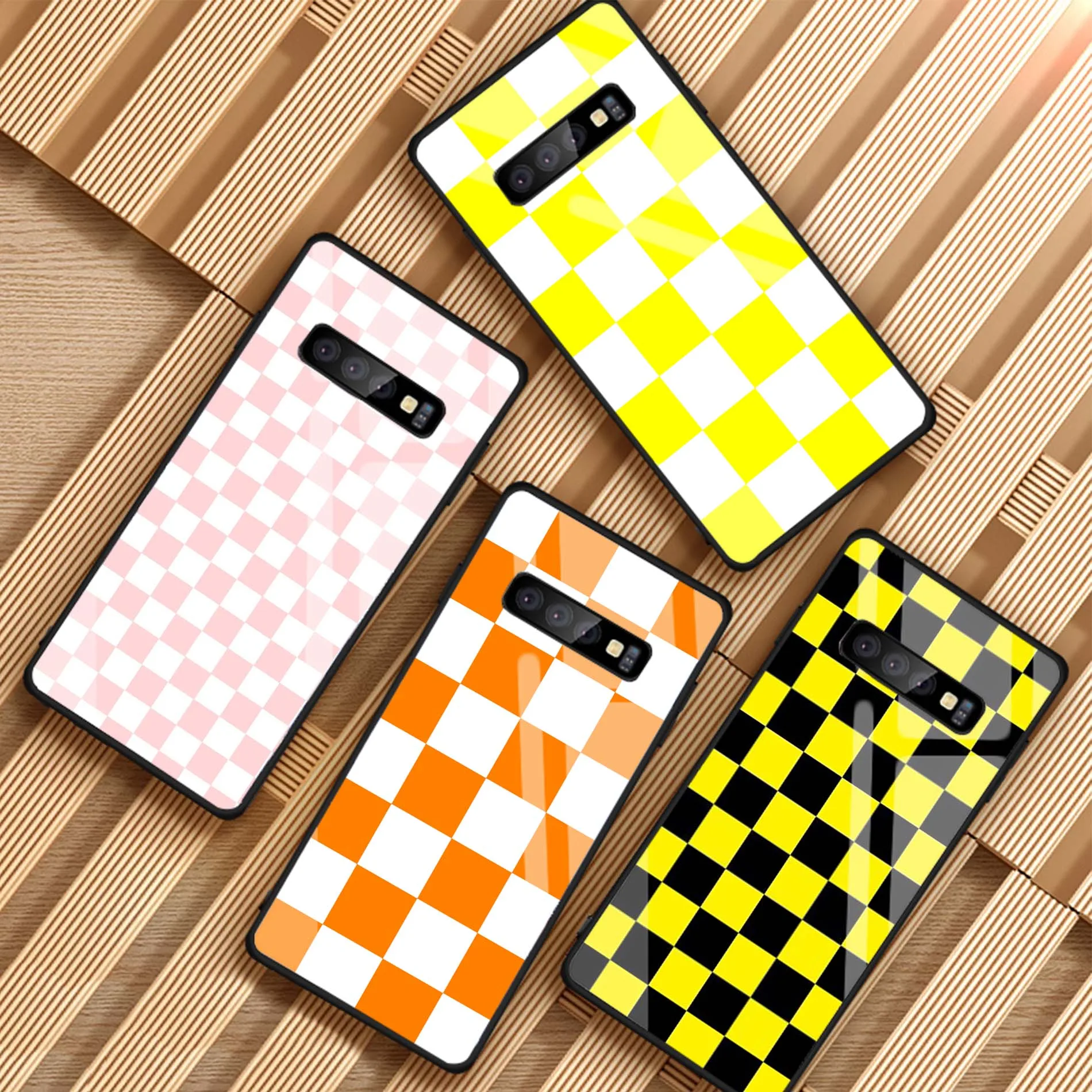 

Checkerboard Checkered For Samsung Galaxy NOTE 8 9 S8 S9 S10 PLUS A6 A6P A8 A8P J6 J8 J8P 2018 Tempered Glass Phone Case