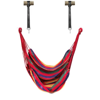 

Portable Hammock Chair Hanging Rope Chair Swing Chair Seat with wood Stick for Garden Indoor Outdoor Fashionable Hammock Swings