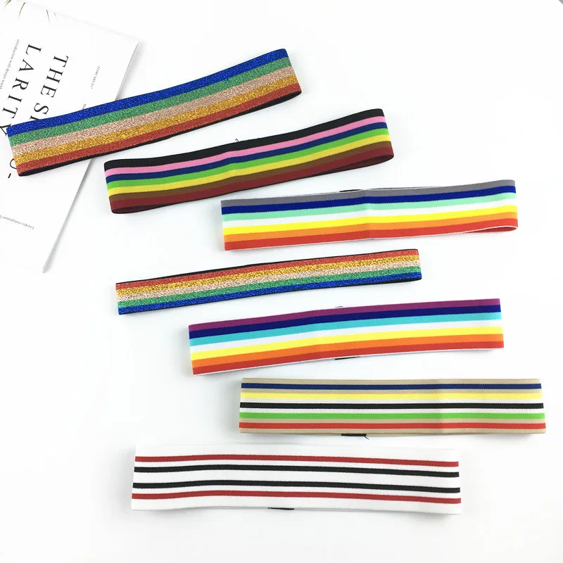 

Japanese-style GIRL'S Rainbow Series Hair Band INS Harajuku Wind Multi-color Stripe Elastic Headband Hair Beam Hair Bands