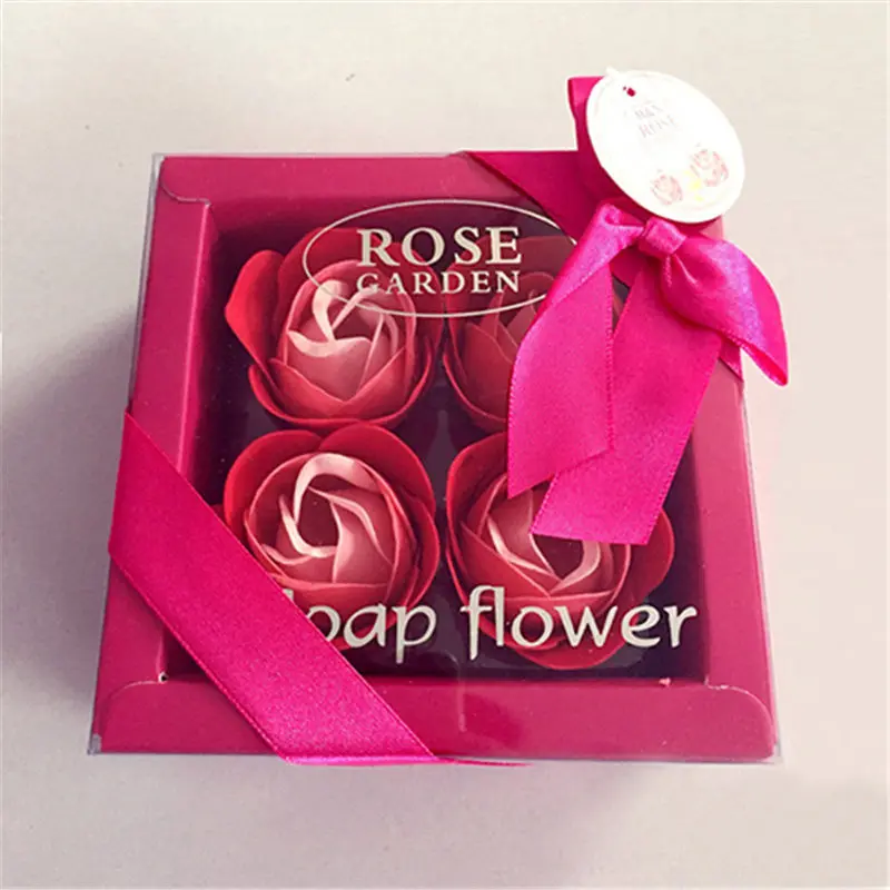 Meldel 4 шт. ароматизированное мыло цветок розы в коробке Розовое Мыло цветочное свадебное украшение день Святого Валентина подарок для девочки мыло цветок в подарочной коробке - Цвет: Red