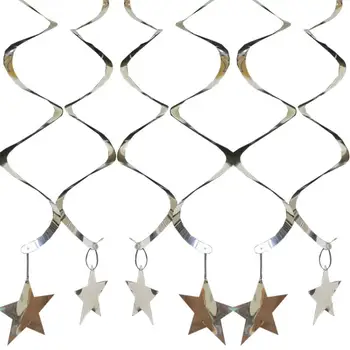 

6pcs Fashion Creative Hanging Swirl Multi-Purpose Shiny Star Swirl Decoration Party Decoration For Birthday Wedding