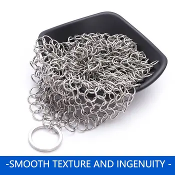 

Stainless Steel Chainmail Scrubber With Hanging Ring Cast Iron Cleaner Cookware Cleaning Brush For Skillet/Wok/Pot/Pan