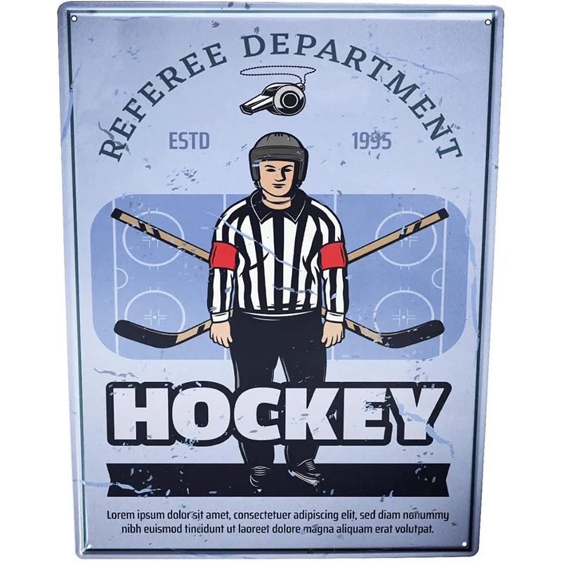 Iron Nostalgic Hockey Referee Metal Tin Sign Decoration Athletic Stadium Plaque Home Club Clubhouse Bar | Дом и сад