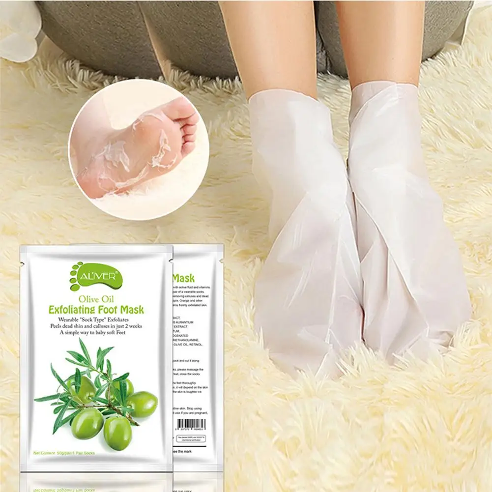 

New 2Pcs ALIVER Exfoliating Foot Mask Dead Skin Callus Peel Moisturizing Feet Care
