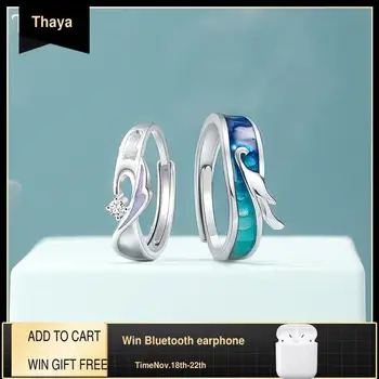 

Thaya Original Design 925 Silver Ring Purple Color Drip Oil Silver Open Rings Crystal Finger Rings For Women Silver Jewelry