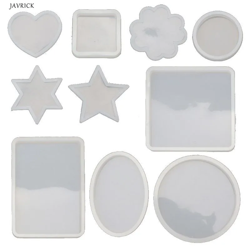 

10Pcs Epoxy Resin Molds Square Round Heart Molds Resin Soap DIY Coaster Flower Leaf Specimen Molds Resin Jewelry Making