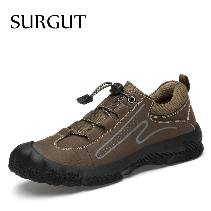 Dark Brown SURGUT/мужская повседневная обувь; лоферы; кроссовки; Новинка; модные Лоферы ручной работы в стиле ретро для отдыха; Zapatos; повседневная мужская обувь; es Hombres - Цвет: Dark Brown