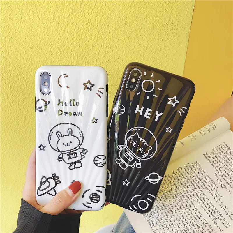 

Couple Glossy Soft IMD Cute Cartoon Patterned Phone Cases for Iphone 8Plus Xr Xs Max X 10 7 6 6S Plus Case Luggage Design Cover