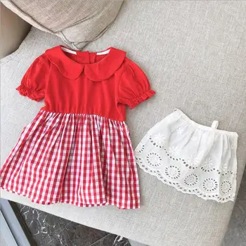 

2020 Wholesale New Girls 3 Pcs Set Dress+Skirt+Hairband Summer Cotton Girls Suits 1-7t QH218