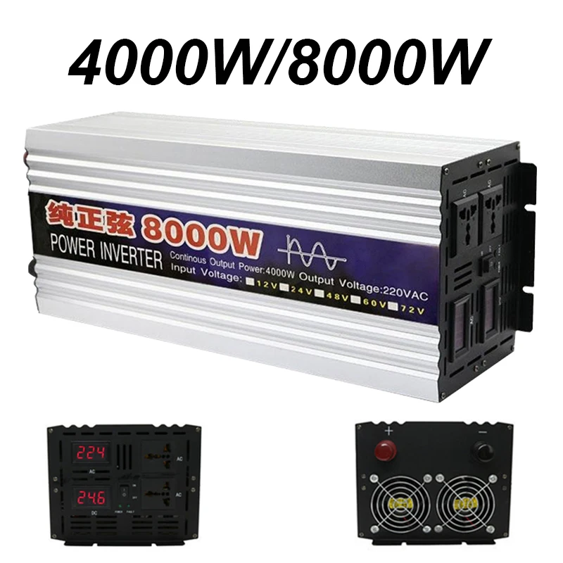 Pure Sine Wave inverter 8000W 5000W 6000W DC12V 24V to AC220V 50Hz 60Hz power Converter For Car Voltage transforme | Обустройство
