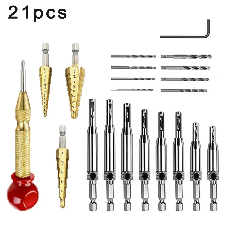 

High Speed Steel Hex Shank Hinge Drill Bits For Wood Plastic Center Punch Tools