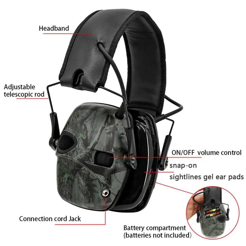 Sightlines Gel Ear pads Headset Tactical Electronic Shooting Hearing Protective Sound Amplification Noise Reduction Ear Muffs