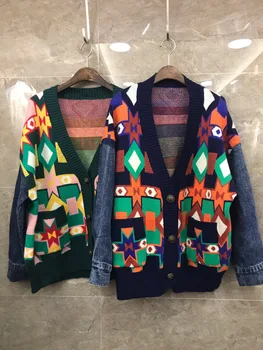 

2019 Winter New Fashion V-neck Cartoon Print Wool Christmas Cardigan Sweater Women Free Shipping Worldwide