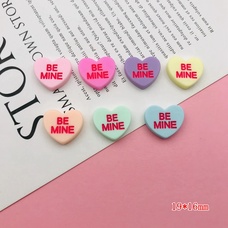 Resin Pastel Conversation Heart for Crafts Making Scrapbooking Jewelry Accessory DIY 20pcs