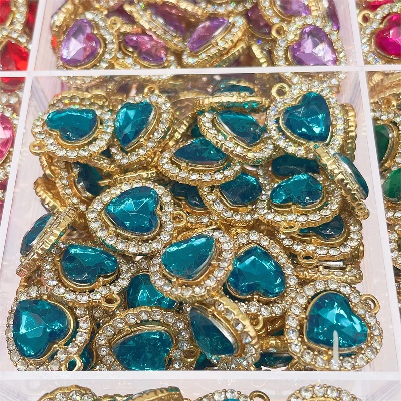 Peixin 10 teile/satz Modische Bunte Nette Kristall Herz-Förmigen frauen Schmuck Zubehör DIY Schmuck Machen Charme Großhandel – Detail 24
