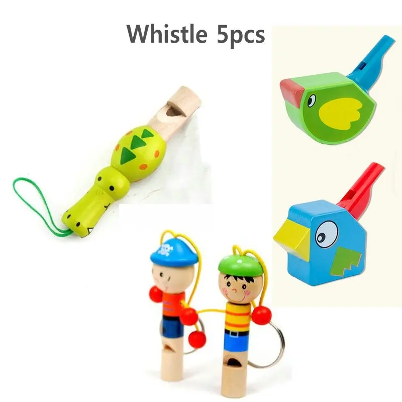 

Free shipping Kids Wooden animal whistle 5 Pieces music toy Baby cartoon random shipment children whistle toys wood whistle toy
