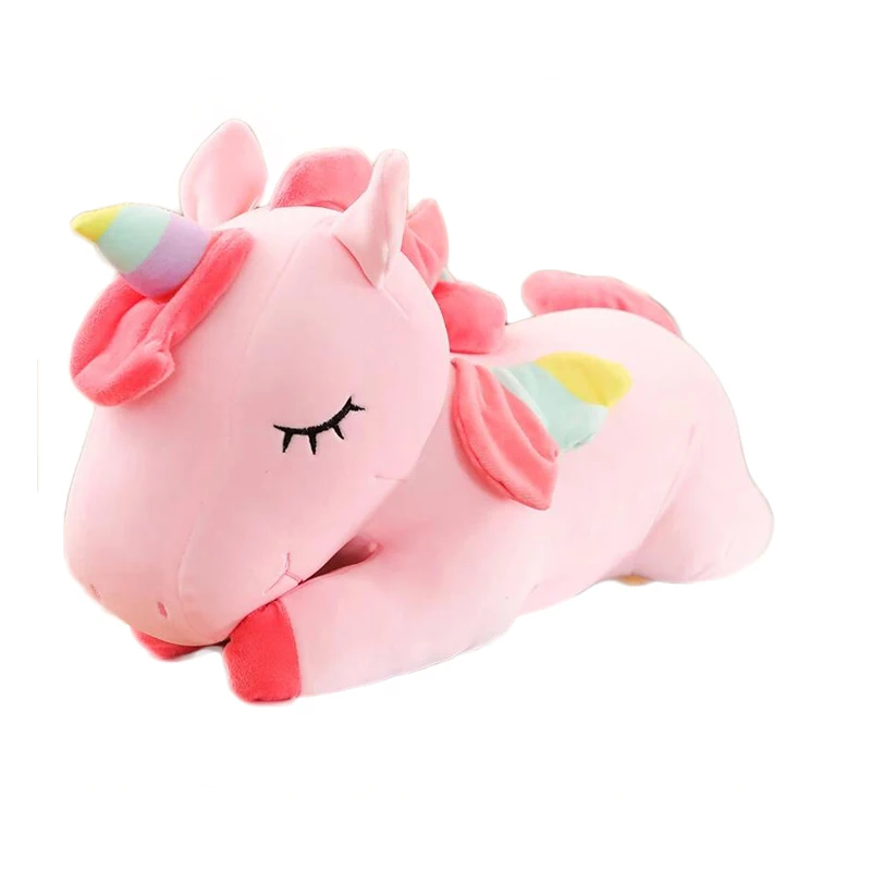 pink 50 см лежащий набивной Единорог Куклы Kawaii мягкие животные плюшевые игрушечные единороги для детский диван подушки Дети Рождественский подарок - Цвет: pink