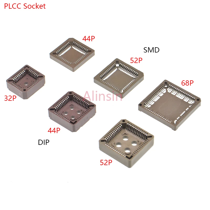 5PCS DIP/SMD SMT PLCC SOCKET ADAPTER IC Block 32P 44P 52P 68P 84P PLCC32 PLCC44 PLCC52 PLCC68 PLCC84 32/44/52/68 Pin | Обустройство